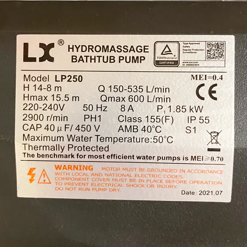 Massasjepumpe LX-LP250 2,5HK, 1-speed