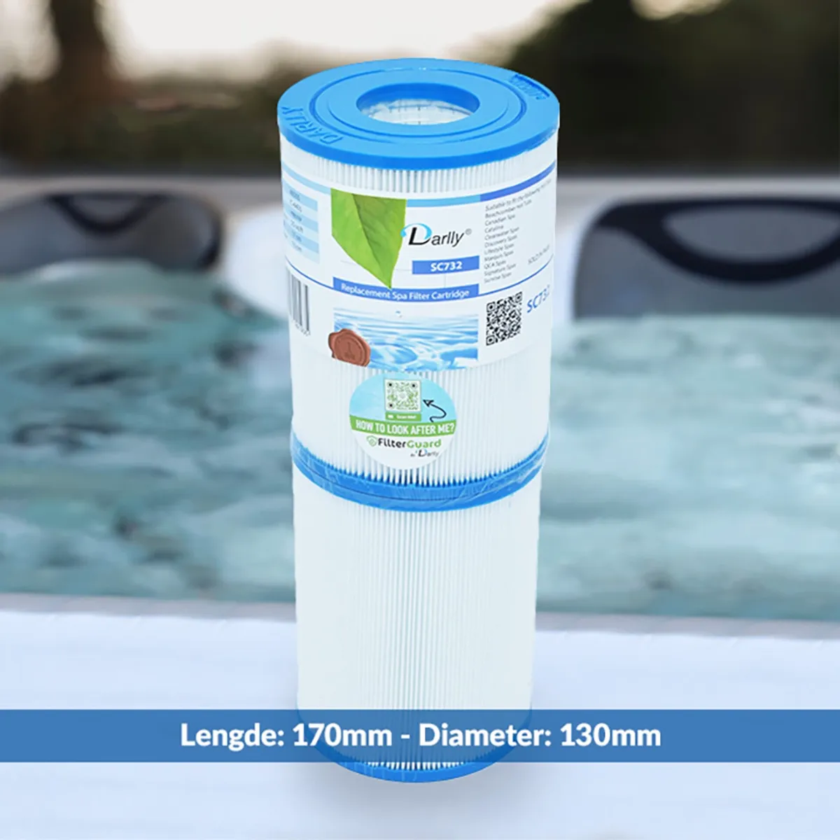Spa filter 50 sq. ft. (x2) u/ gjenger, vaskbart 