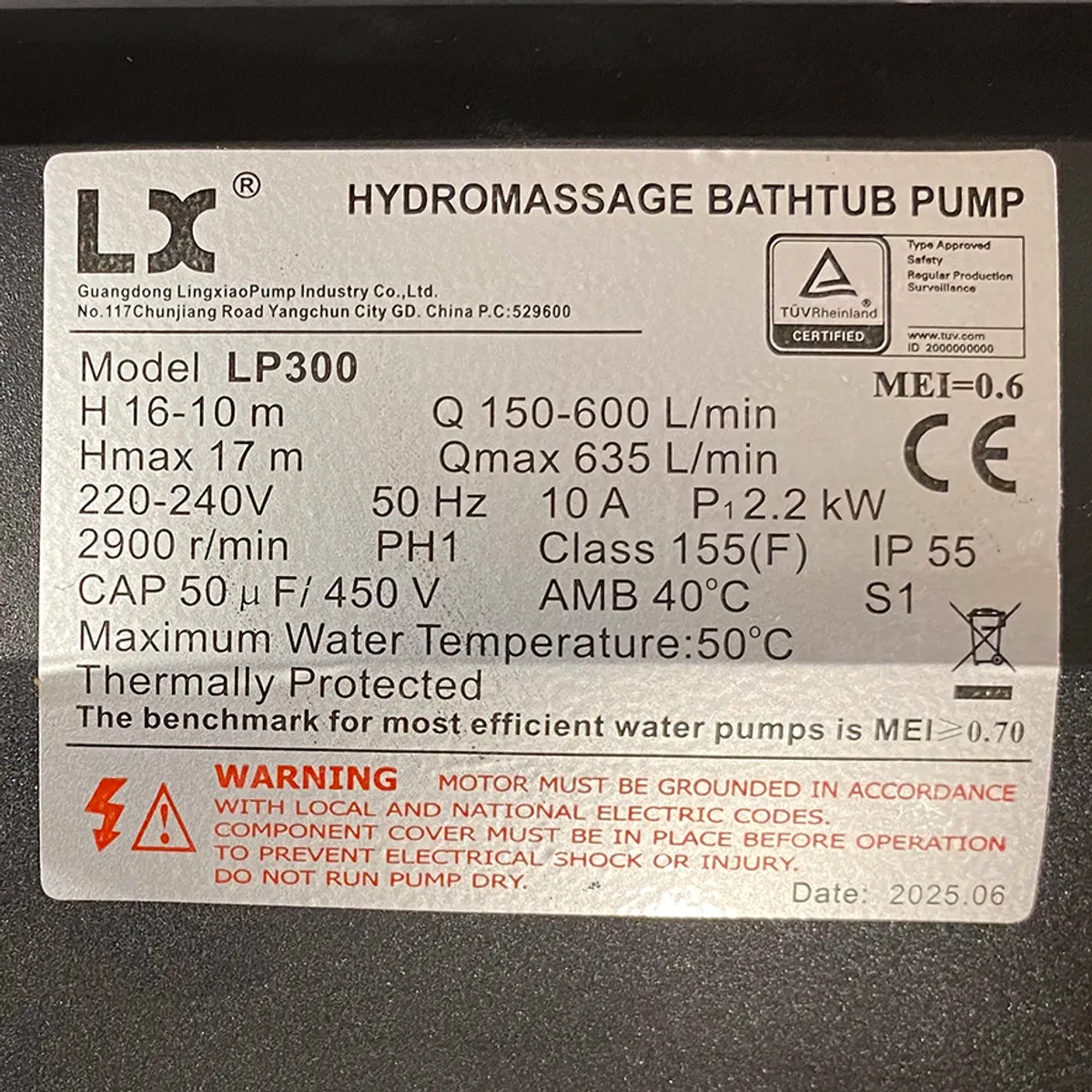 Massasjepumpe LX-LP300 3HK, 1-speed