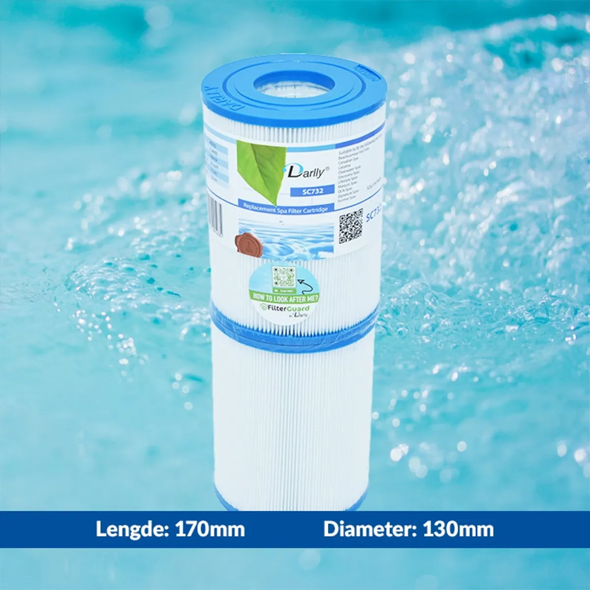 Spa filter 50 sq. ft. (x2) u/ gjenger, vaskbart 