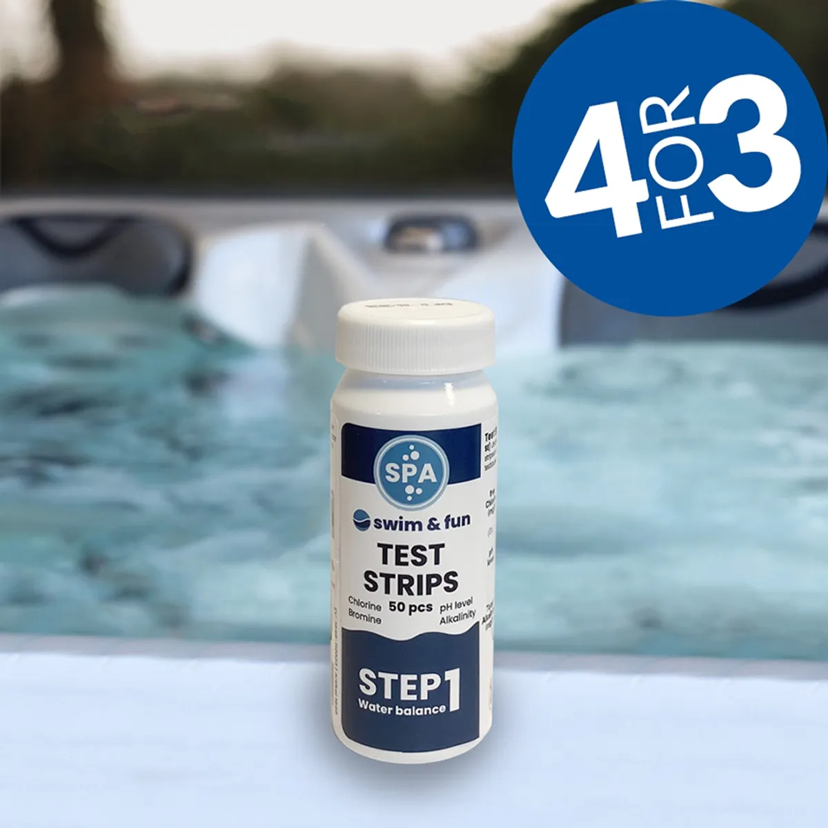S&F Spa Teststrips (pH / klor / bromin / alkalinitet), 50 stk - 4pk