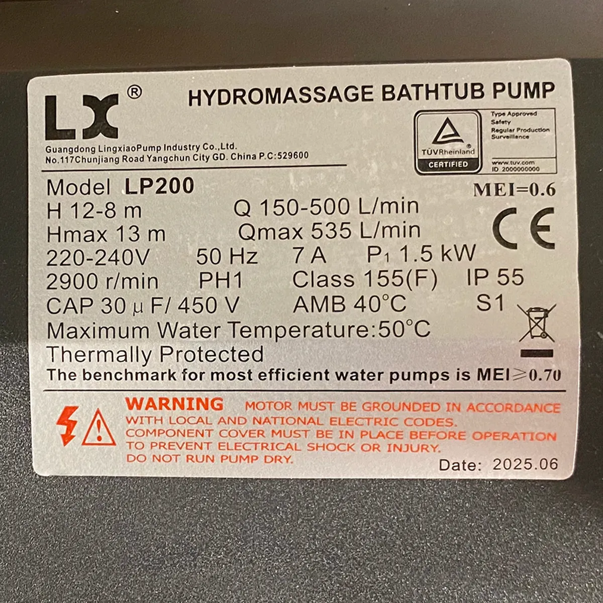 Massasjepumpe LX-LP200 2HK, 1-speed