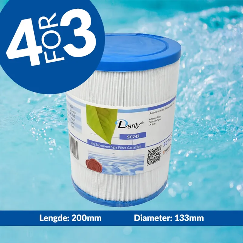 Spa filter 30 sq. ft. m/ fine gjenger, SC745 (4pk - spar 25%)